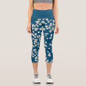 デイジー白ハッピーフローラルパターンカプリレギンス カプリレギンス (正面)