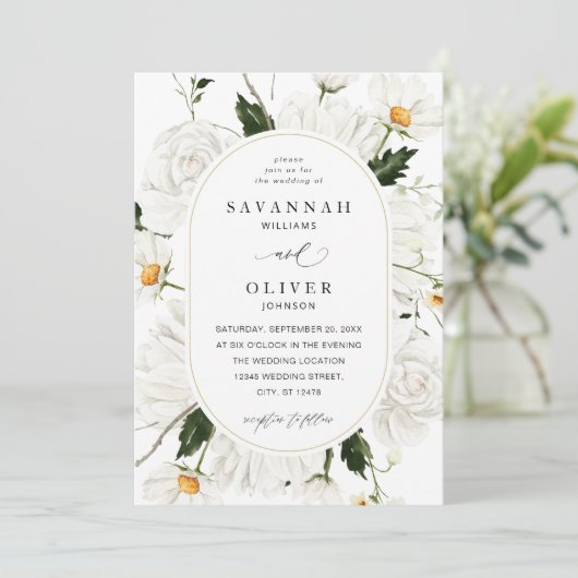 デイジー白結婚フローラV3 招待状 (スタンド正面)