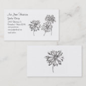 デイジー白黒フラワースケッチ 名刺 (正面/裏面)