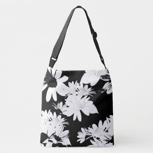 デイジー白黒フローラモンタージュ クロスボディバッグ (裏面)