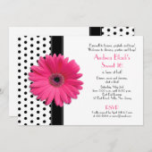 デイジー白黒水玉模様スウィート16招待状 招待状 (正面/裏面)