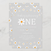 デイジー第1バースデーグレー 招待状 (正面/裏面)