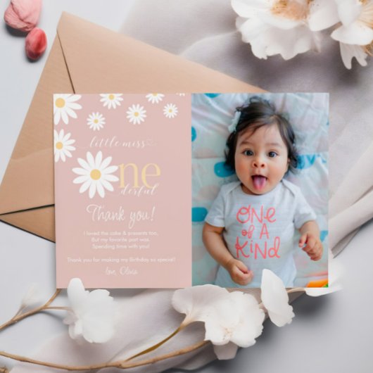 デイジー第1誕生日サンキューカードレトロデイジー 招待状