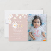 デイジー第1誕生日サンキューカードレトロデイジー 招待状 (正面)