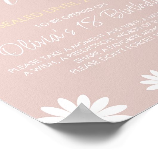 デイジー第1誕生日タイムカプセルサイン、レトロデイジー ポスター (角)