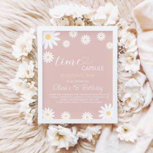 デイジー第1誕生日タイムカプセルサイン、レトロデイジー ポスター