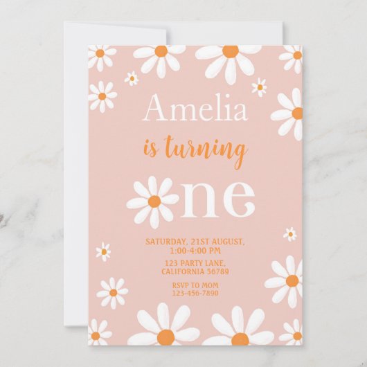デイジー第1誕生日招待状デイジー第1招待状 招待状 (正面)