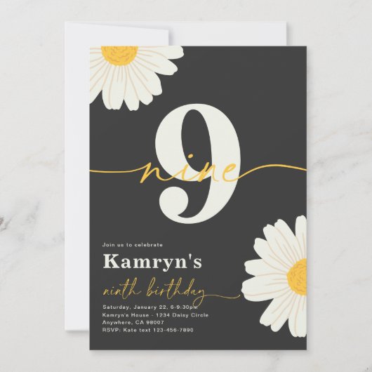デイジー第9誕生日招待状 招待状 (正面)