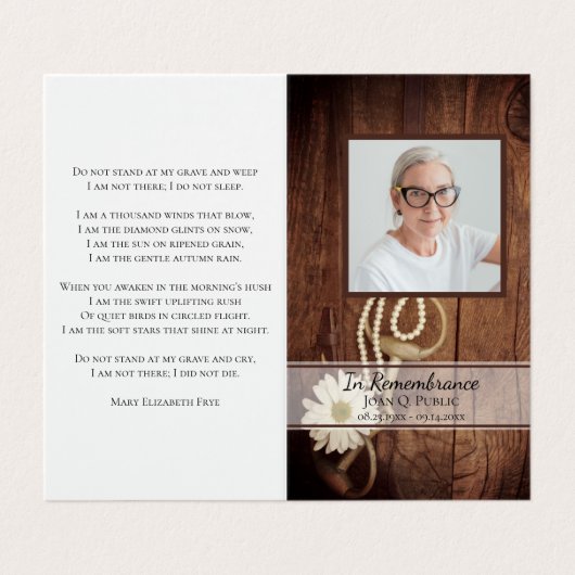 デイジー素朴とウマのビット葬祭記念祈りの言葉 名刺 (外部フラット)