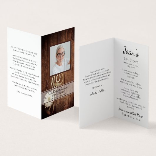 デイジー素朴とウマのビット葬祭記念祈りの言葉 名刺 (内部&外部)