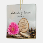 デイジー素朴ウッドランドの結婚花嫁のメイドありがとう セラミックオーナメント (左)