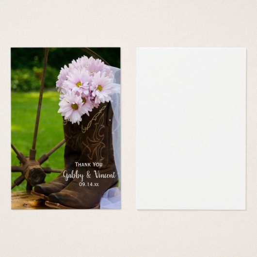 デイジー素朴カウボーイブーツ結婚式の引き出物ラベル (正面&裏面)