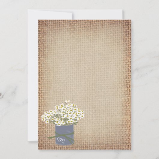 デイジー素朴ダブルハートバーラップ結婚式の招待 招待状 (裏面)