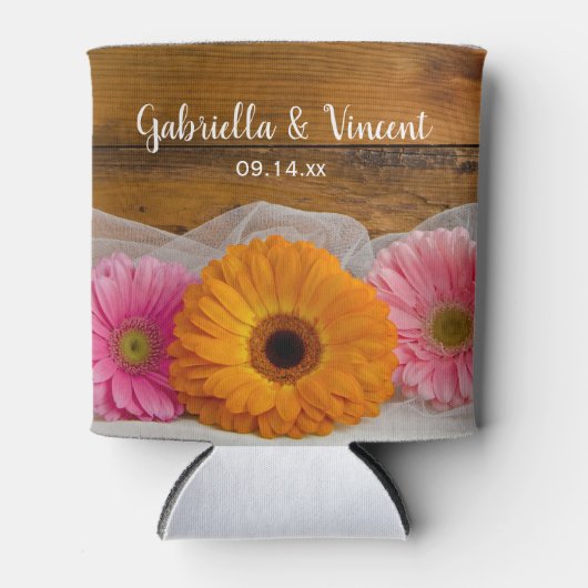 デイジー素朴トリオカントリーバーン結婚式の引き出物 缶クーラー (正面)