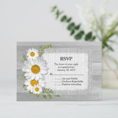 デイジー素朴バーラップバームウッドウェディングRSVPデイジー2 出欠カード (スタンド正面)