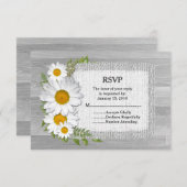 デイジー素朴バーラップバームウッドウェディングRSVPデイジー2 出欠カード (正面/裏面)