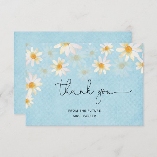 デイジー素朴フラワーサンキューノートカード サンキューカード (正面/裏面)