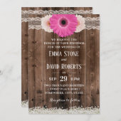デイジー素朴フラワーレース&トウィーンカントリーウェディング 招待状 (正面/裏面)