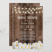 デイジー素朴フローラバーンウッドブライダルシャワー 招待状 (正面/裏面)
