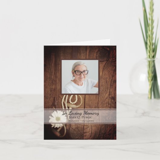 デイジー素朴ホースビットウェスタン葬儀悔やみや弔慰 サンキューカード (正面)