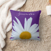 デイジー紫の白のスクリプト クッション (ブランケット)