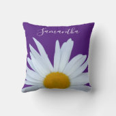 デイジー紫の白のスクリプト クッション (裏面)