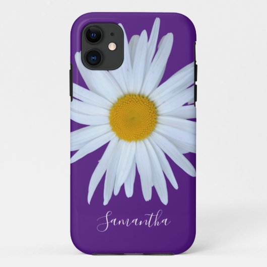 デイジー紫ホワイトスクリプトケースメイトiPhoneケース Case-Mate iPhoneケース (裏面)