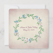 デイジー結婚とユリの水色リース 招待状 (正面)