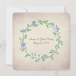 デイジー結婚とユリの水色リース 招待状