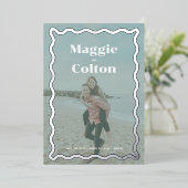 デイジー結婚の写真日付の保存 箔招待状 (立ち正面)