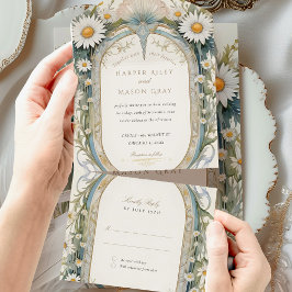 デイジー結婚の穴あきRSVP オールインワン招待状