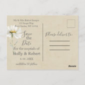 デイジー結婚式の日付の保存 ポストカード (裏面)