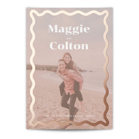 デイジー結婚式の日付の保存 箔招待状