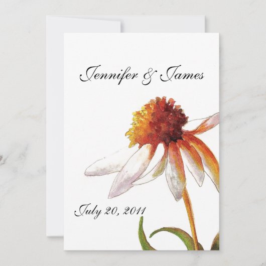 デイジー結婚式招待状白黒 招待状 (正面)