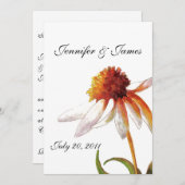 デイジー結婚式招待状白黒 招待状 (正面/裏面)