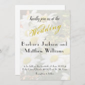 デイジー背景の黄色いスクリプト結婚の流れ 招待状 (正面/裏面)