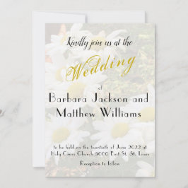 デイジー背景の黄色いスクリプト結婚の流れ 招待状