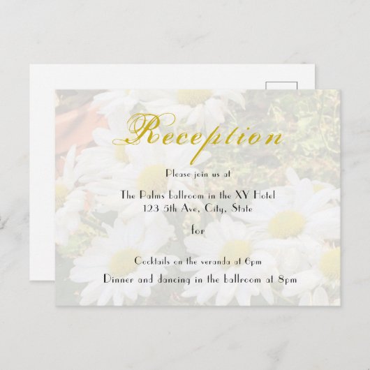 デイジー背景の黄色とグレー結婚の ポストカード (正面/裏面)