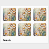 デイジー花かわいらし野花フローラ自然 スクエアシール (シート)