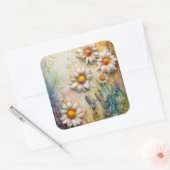 デイジー花かわいらし野花フローラ自然 スクエアシール (封筒)