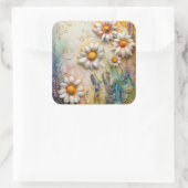 デイジー花かわいらし野花フローラ自然 スクエアシール (バッグ)