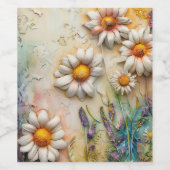 デイジー花かわいらし野花フローラ自然 ワインラベル (シングルラベル)