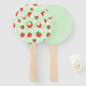 デイジー花フローラいちご模様クリスマス ハンドファン (正面&裏面)