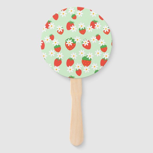 デイジー花フローラいちご模様クリスマス ハンドファン (正面)