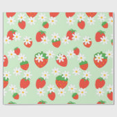 デイジー花フローラいちご模様クリスマス ラッピングペーパー (フラット)