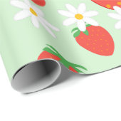 デイジー花フローラいちご模様クリスマス ラッピングペーパー (ロールコーナー)