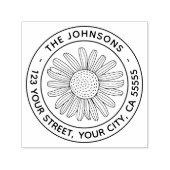 デイジー花モダンフローラ差出人住所 セルフインキングスタンプ (デザイン)