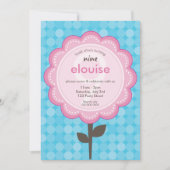 デイジー花モダンヴィンテージかわいらし誕生日アクア 招待状