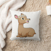 デイジー花付き鹿 クッション (ブランケット)