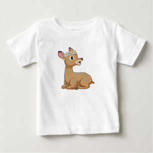 デイジー花付き鹿 ベビーTシャツ